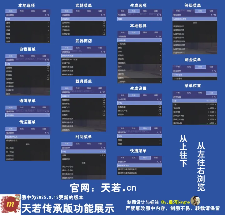 天若传承版GTA5功能图
